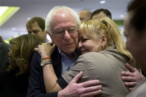 Bernie Sanders with supporter